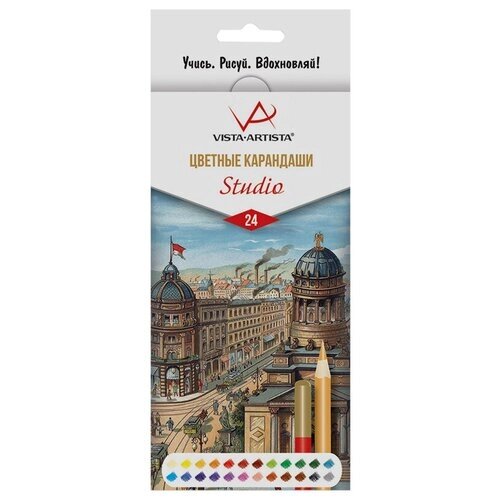 Карандаши цветные Vista-Artista "Studio", 24цв, картон, европодвес от компании М.Видео - фото 1