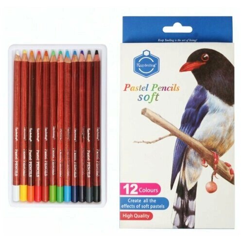 Карандаши пастельные цветные набор 12 штук . Пастель в карандаше от компании М.Видео - фото 1
