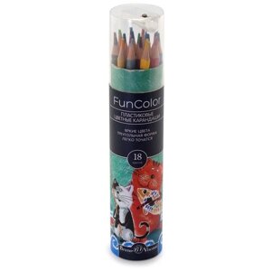 Карандашии цветные BrunoVisconti в тубусе с точилкой, 18 цветов " FunColor ", Арт. 30-0086, упаковка в ассортименте