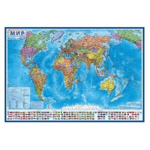 Карта мира политическая, 101 х 70 см, 1:32 М, ламинированная, в тубусе