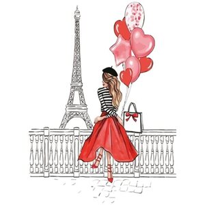 Картина мозаикой девушка В париже (8 цветов) 15*20 см