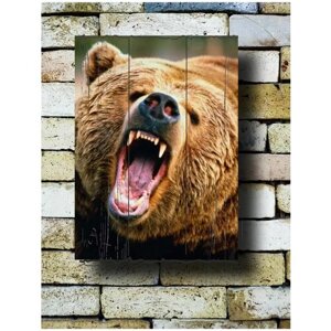 Картина на досках "медведь" 30/40 см