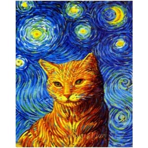 Картина по номерам 000 Art Hobby Home Кот в звездную ночь 40х50