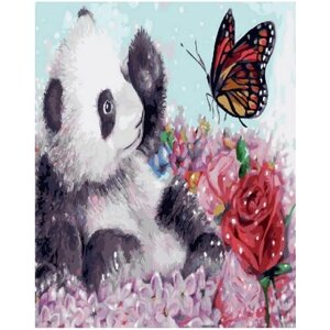 Картина по номерам 000 Art Hobby Home Панда в цветах 40х50
