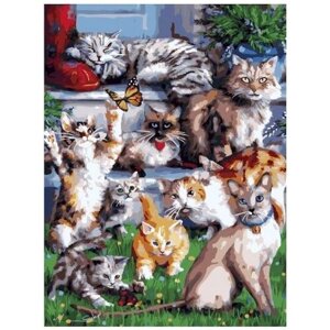 Картина по номерам 000 Hobby Home Большое кошачье семейство 40х50