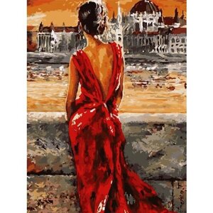 Картина по номерам 000 Hobby Home Дама в красном платье 40х50