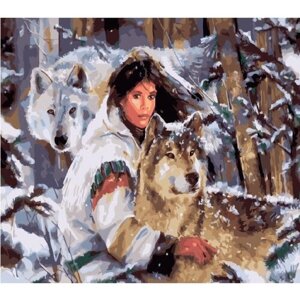 Картина по номерам 000 Hobby Home Девушка с волками 40х50