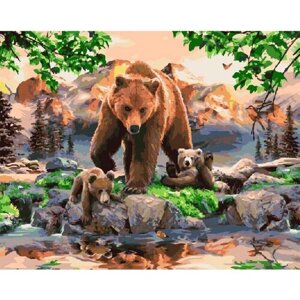 Картина по номерам 000 Hobby Home Медвежье семейство 40х50