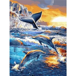 Картина по номерам 000 Hobby Home Морские обитатели Дельфины 40х50