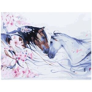 Картина по номерам 000 Hobby Home "Нежные чувства лошадей" 40х50