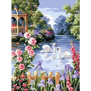 Картина по номерам 000 Hobby Home Пара лебедей на пруду 40х50