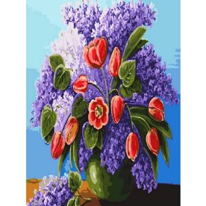 Картина по номерам 000 Hobby Home "Сирень и тюльпаны "