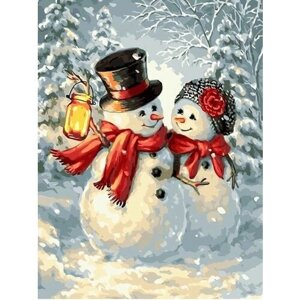 Картина по номерам 000 Hobby Home Снеговики 40х50