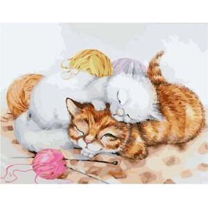Картина по номерам 000 Hobby Home Спящие в клубках котята 40х50