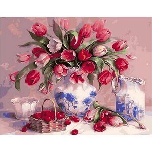Картина по номерам 000 Hobby Home Тюльпаны и вишни 40х50