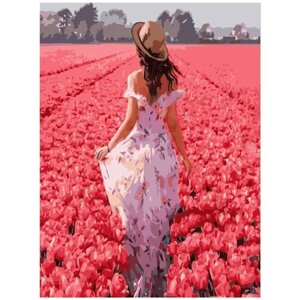 Картина по номерам 000 Hobby Home Тюльпаны в поле Девушка 40х50