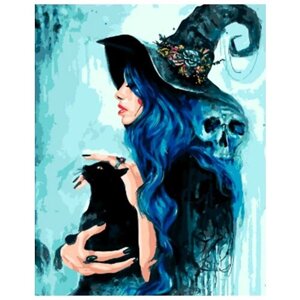Картина по номерам 000 Hobby Home Ведьма с котом 40х50