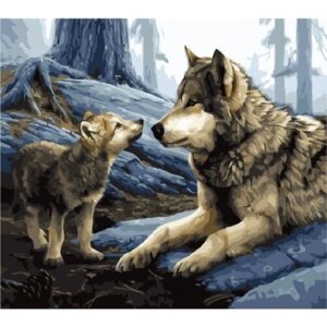 Картина по номерам 000 Hobby Home Волк и волчонок 40х50