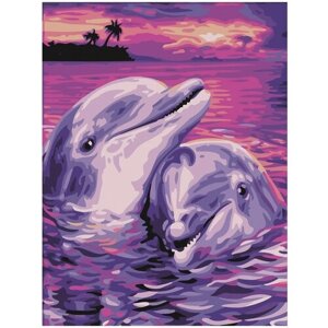 Картина по номерам 40х50 см Дельфины на подрамнике 662482 остров сокровищ