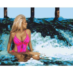 Картина по номерам Блондинка в ярком купальнике на стену