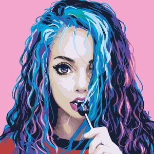 Картина по номерам Девушка с яркими волосами на стену