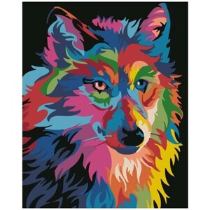 Картина по номерам на холсте 40х50 "Радужный волк"