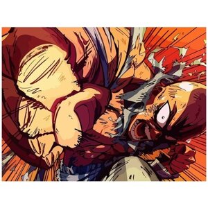 Картина по номерам на холсте аниме One punch man (Сайтама, Ванпанчмен) - 8121 Г 30x40