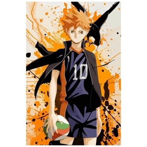 Картина по номерам на холсте аниме Волейбол (Haikyuu, Хината, Акаши, Бокуто) - 8124 В 60x40