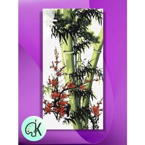 Картина по номерам на холсте Бамбук и Сакура, 30 х 60 см