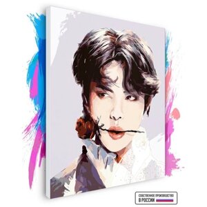 Картина по номерам на холсте BTS Jin с розой Арт, 40 х 50 см