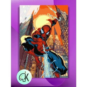 Картина по номерам на холсте Человек-Паук на закате, 40 х 60 см
