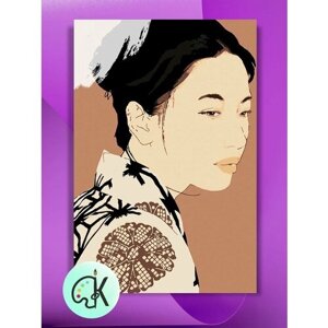Картина по номерам на холсте Девушка в кимоно, 40 х 60 см