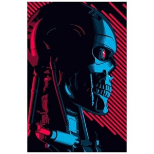 Картина по номерам на холсте фильм терминатор (робот, скелет, Арнольд Шварценеггер) - 8252 В 60x40