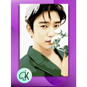 Картина по номерам на холсте GOT7 Jinyoung Flower, 40 х 50 см
