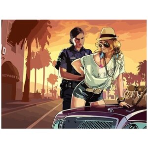 Картина по номерам на холсте игра GTA V (Grand Theft Auto) - 8594 Г 30x40