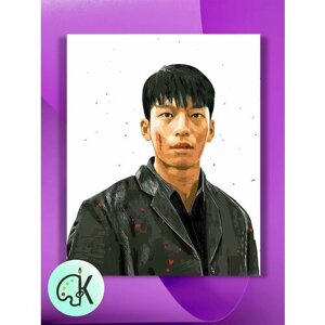 Картина по номерам на холсте Игра в кальмара - полицеский Хван Чун Хо, 40 х 50 см