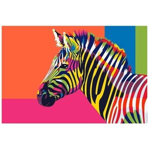 Картина по номерам на холсте красочная зебра (животные, абстракция) - 8214 Г 60x40