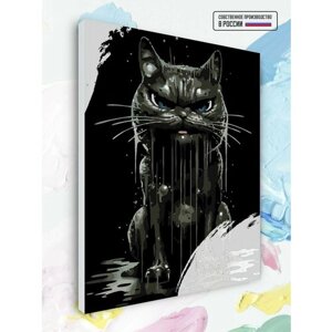 Картина по номерам на холсте Metal cat black, 30 х 40 см
