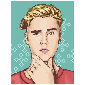 Картина по номерам на холсте музыка Джастин Бибер (Justin Bieber) - 8678 В 30x40