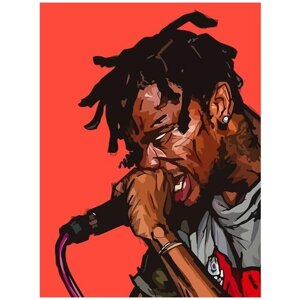 Картина по номерам на холсте музыка Travis Scott (Хип хоп, рэп) - 8430 В 30x40