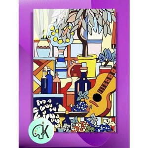 Картина по номерам на холсте Натюрморт с гитарой, 40 х 60 см