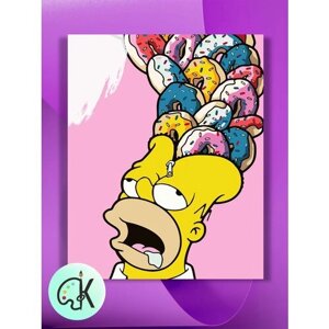 Картина по номерам на холсте Симпсоны - в голове у Гомера, 30 х 40 см