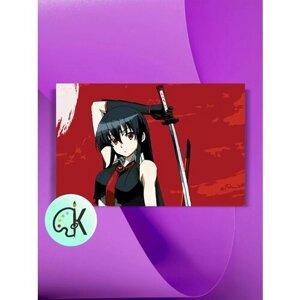 Картина по номерам на холсте Убийца Акамэ - Akame ga Kill, 30 х 40 см