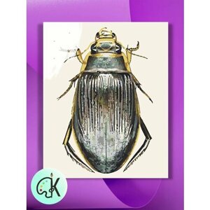 Картина по номерам на холсте Золотисто-серый жук, 30 х 40 см