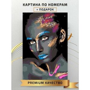 Картина по номерам Портрет Девушки неон / Portrait of a neon Girl холст на подрамнике 40*60