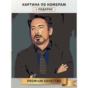 Картина по номерам Роберт Дауни-младший Железный человек / Robert Downey Jr. холст на подрамнике 40*40