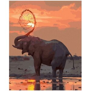 Картина по номерам с цветным холстом Molly 40х50 см Африканский слон 31 цвет