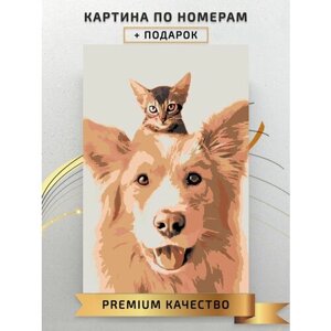 Картина по номерам Собака с котом / Dog and catхолст на подрамнике 40*60