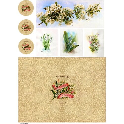 Картинки для декупажа на рисовой бумаге A4 1163 цветы кружево винтаж Milotto от компании М.Видео - фото 1