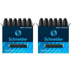 Картриджи с чернилами для перьевой ручки / Баллончики для перьевой ручки, цвет черный, SCHNEIDER 38 мм, 2 упаковки по 6 штук